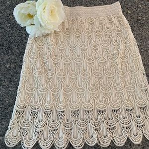 Beautiful Ivory Crochet Lace Skirt - Large